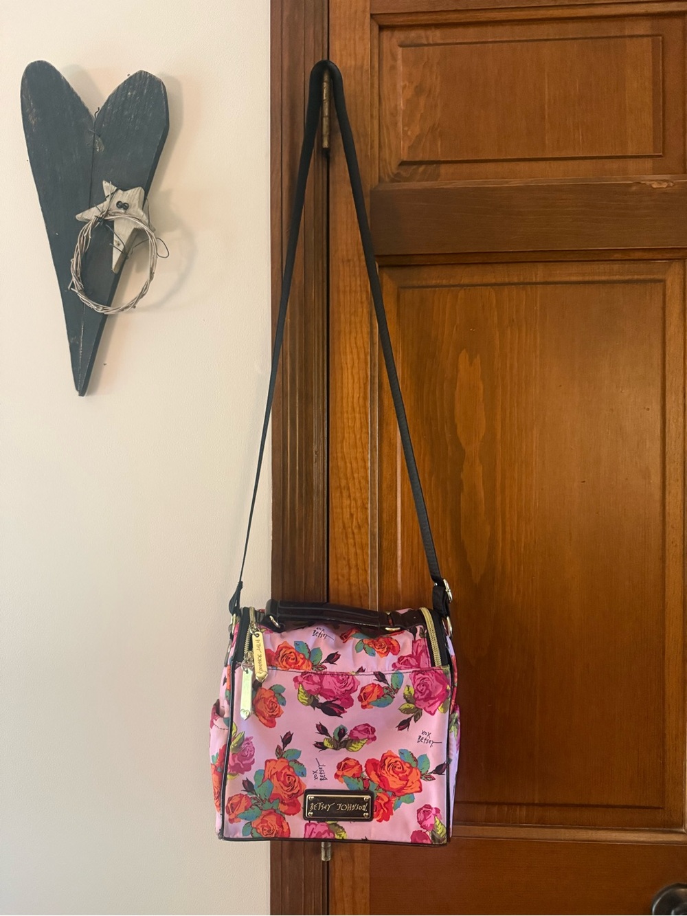 Betsey Johnson Pink Floral Crossbody Bag